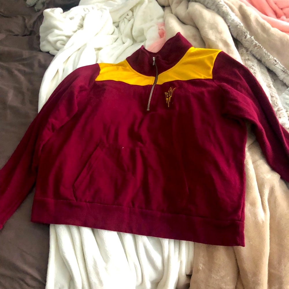 VS PINK SUNDEVILS SEQUIN HALF ZIP UP